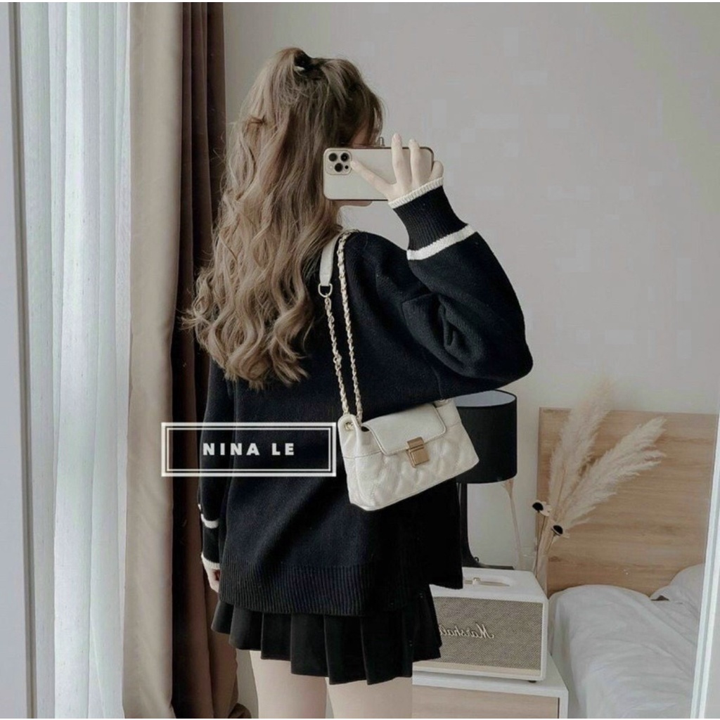 Áo Khoác Len Candigan 2 Túi Viền Sọc Áo Khoác Bigsize Đồ Mùa Đông Freesize Bigsize Quỳnh Anh Từ 50 kg Đến 90kg áo len