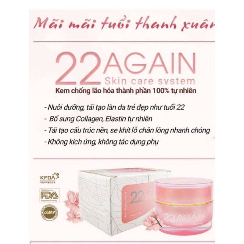 Kem dưỡng da 22 Again - trắng da, mờ thâm nám, giống lão hóa chính hãng 100%