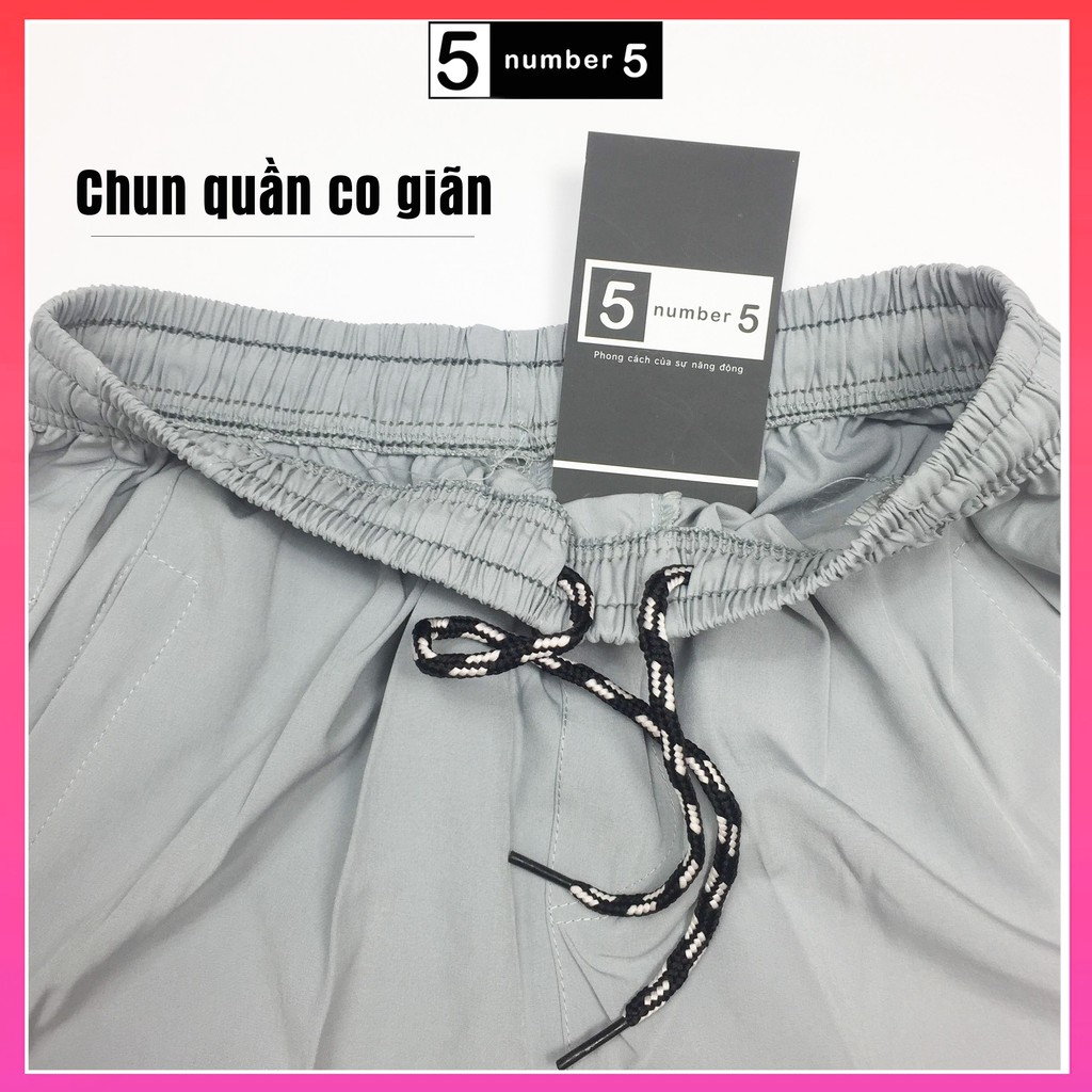 Quần Đùi Nam Number5 Vải Dù Gió Co Giãn Nhẹ Mát Có Khóa Túi Tiện Dụng Thể Thao Hay Mặc Nhà