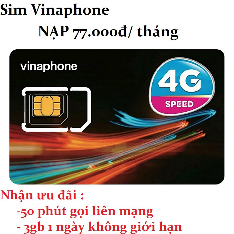 Sim số vinaphone gói cước v77 data 3gb 1 ngày - 90gb 1 tháng