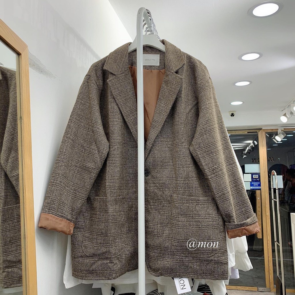 [Ảnh thật/Video] Áo blazer dạ kẻ 2 lớp siêu hot | BigBuy360 - bigbuy360.vn