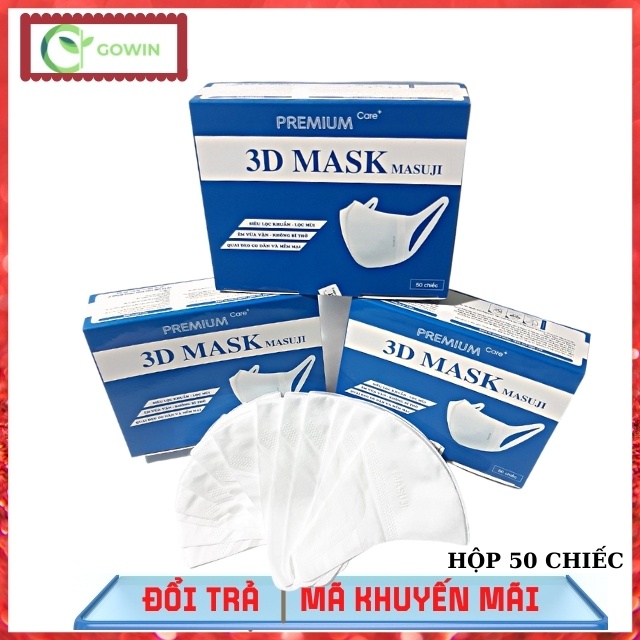 COMBO 5 HỘP Khẩu Trang 3D Mask  Masuji Xuân Lai Công nghệ Nhật Bản