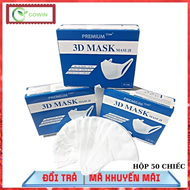 [Sale 3 ngày] Khẩu Trang 3D Mask  Masuji Xuân Lai Công nghệ Nhật Bản Hộp 50 Chiếc Lọc khuẩn Lọc Mùi Êm Mềm Mại