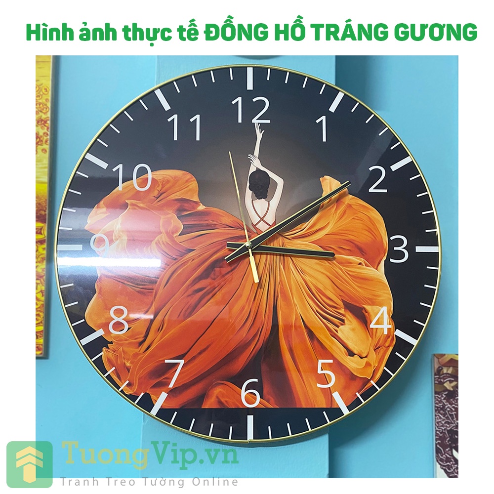 Đồng Hồ Treo Tường Tráng Gương Rừng Cây Lá Vàng