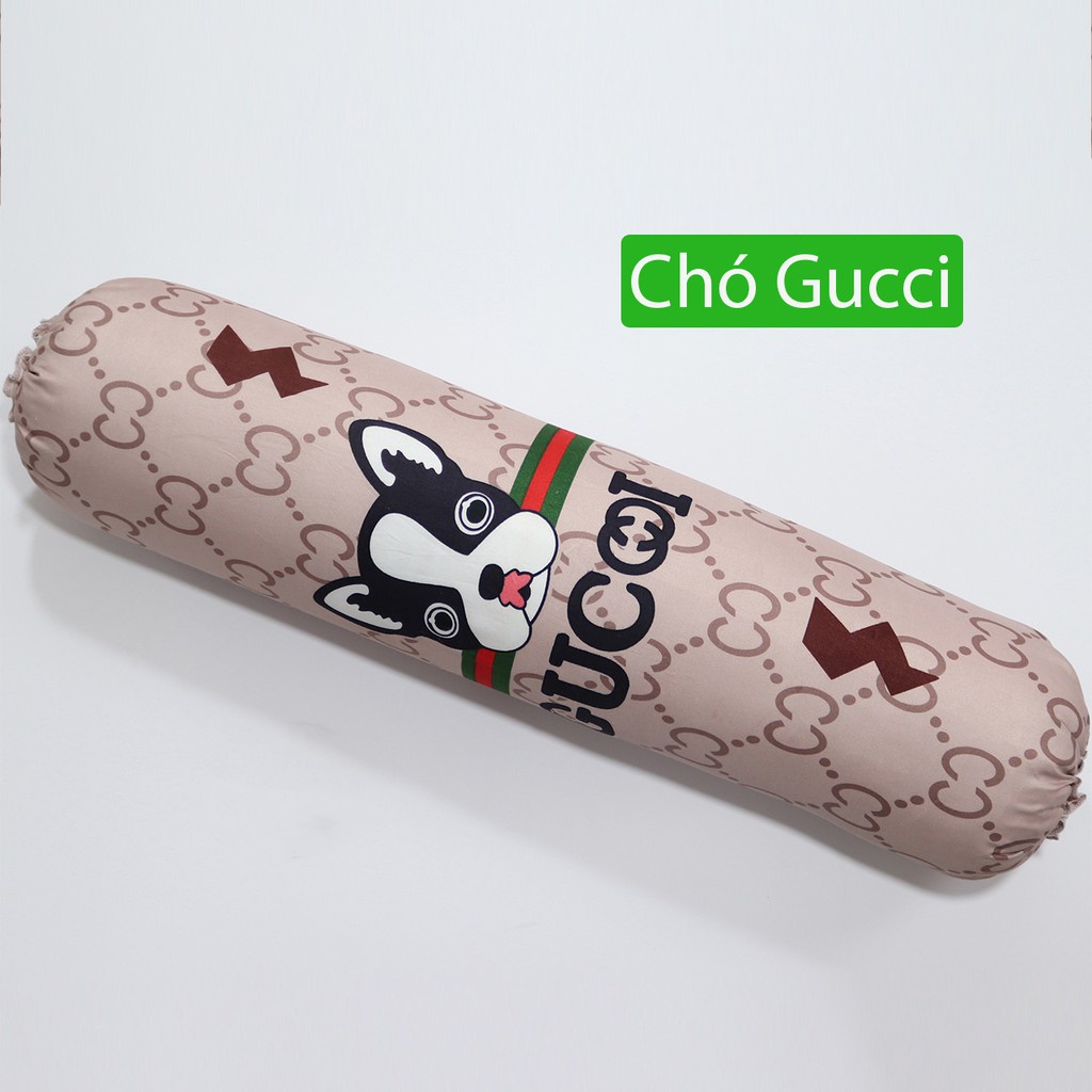 (Sale mùa dịch) Vỏ gối ôm, áo gối ôm Cotton Poly họa tiết Chó Gucci kích thước 35x100 (cm)