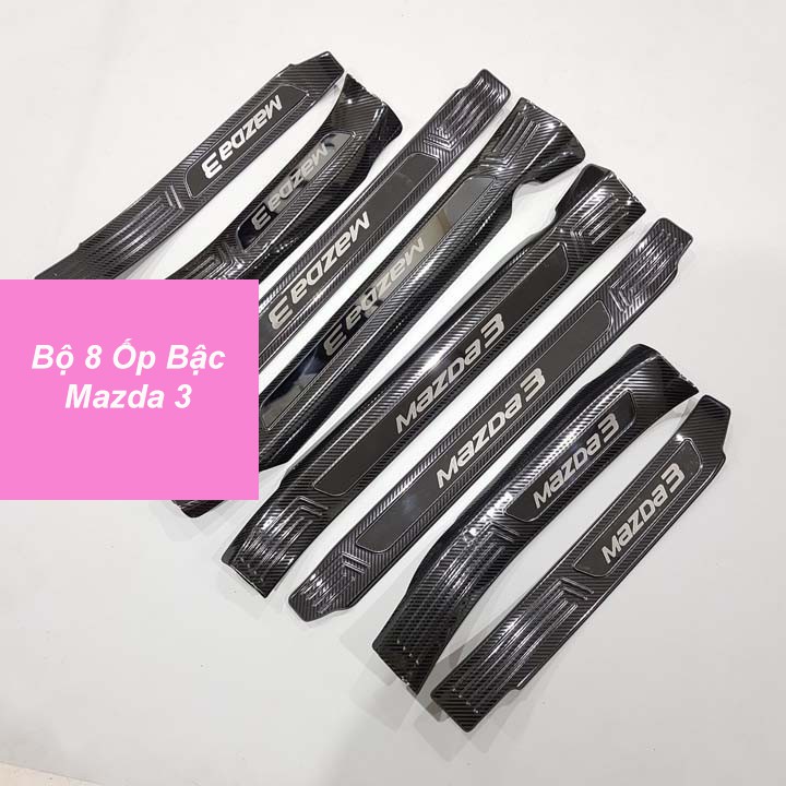 Ốp Bậc Cửa, Nẹp Bước Chân Mazda 3 2020 2021-2022 Mẫu CARBON Cao Cấp + tặng keo trợ dính trang trí chống xước bậc cửa xe