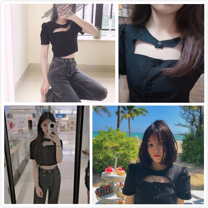 Áo croptop tay ngắn thời trang mùa hè dành cho nữ