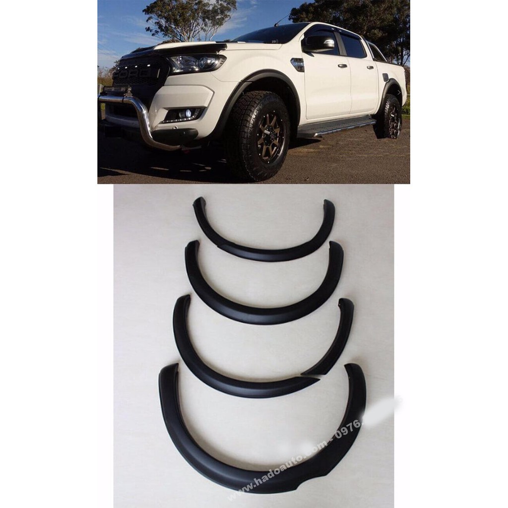 Ốp viền cua lốp xe Ford Ranger 2016 đến 2021 Mẫu bé màu đen - bộ 4 ốp lốp