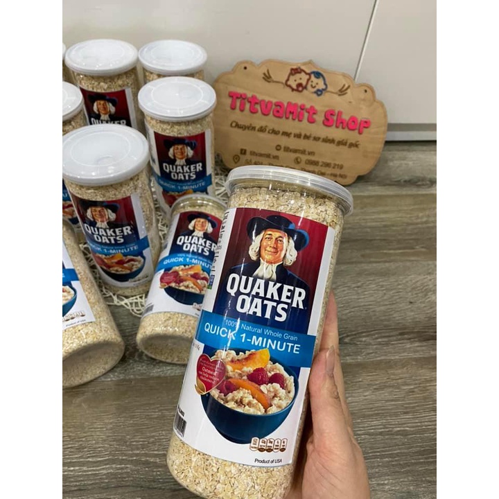 [Bổ sung chất xơ] Yến mạch cán vỡ quaker, yến mạch cho bé ăn dặm