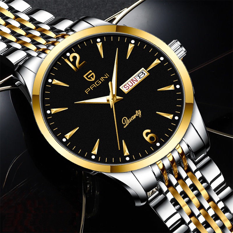 Đồng Hồ Nam PAGINI PA5566 Dây Thép, Kim Loại Không Gỉ Kim Dạ Quang Mặt Đen Nam Tính - FullBox BH Hãng 12 Tháng | BigBuy360 - bigbuy360.vn