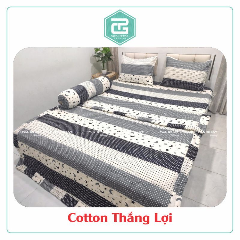 Bộ chăn ga Thắng Lợi 5 món 100% cotton chuẩn logo (inbox chọn mẫu )