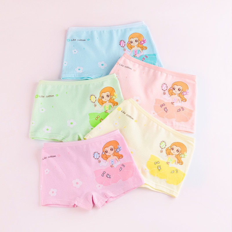 (QC3) Sét 4 chiếc quần lót vải cotton in hình hoạt hình dễ thương cho bé gái