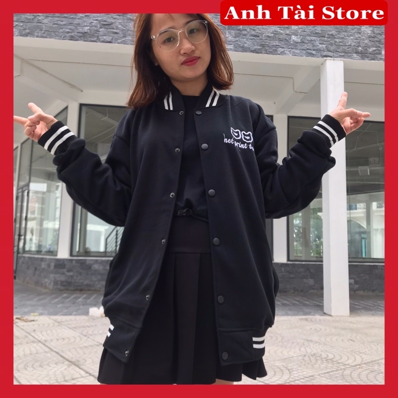Áo khoác cardigan nam nữ hình thêu 3 tai gấu chất nỉ mềm mịn from unisex oversize đến 68kg phong cách Hàn Quốc AT 901