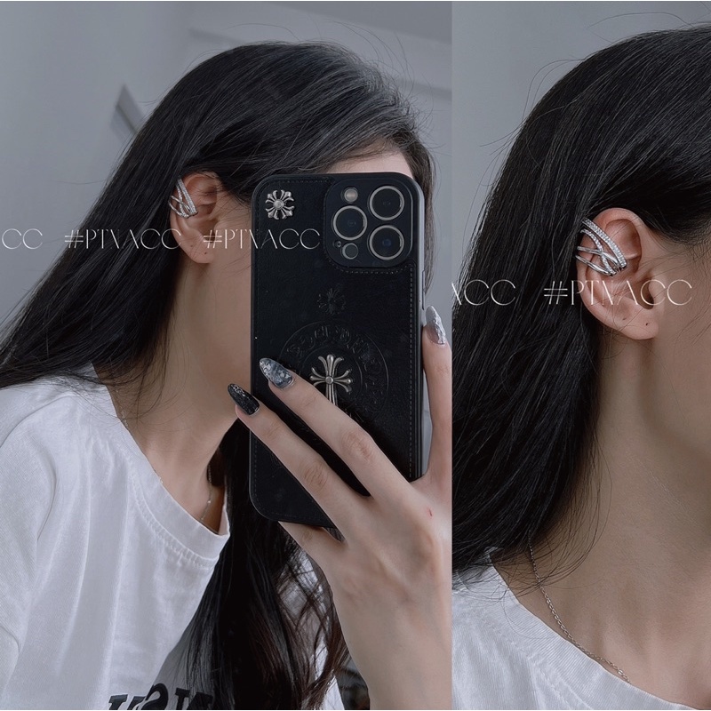 Bông tai, khuyên tai kẹp vành đính đá kiểu Trung cá tính .PTNACC.