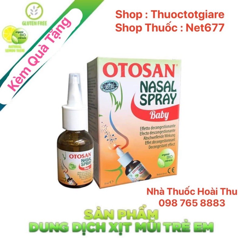 [ Kèm Quà Tặng ] Xịt mũi OTOSAN Nasal Spray Baby - Thông mũi  , không khô mũi [ Nhập khẩu ITALY ]