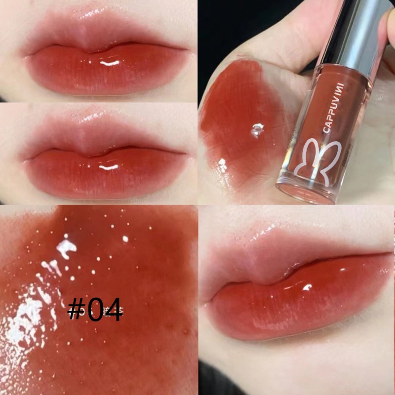 Son Bóng CAPPUVINI 3D Màu Nude Nhạt Mềm Mượt Nuôi Dưỡng Môi Chống Thấm Nước