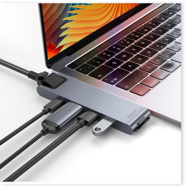 Hub Đa Năng 7 In 1 Baseus Thunderbolt 3 HUB USB C Loại Kép-C 7in1 USB 3.0 Loại C HUB