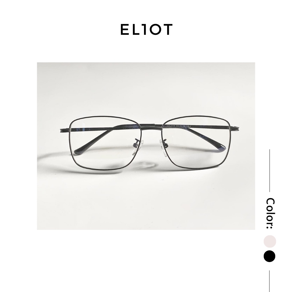 Mắt kính giả cận kiểu dáng thời trang nam, nữ kính mắt kim loại dáng vuông ELIOT tròng kính 0 độ chống ánh sáng xanh