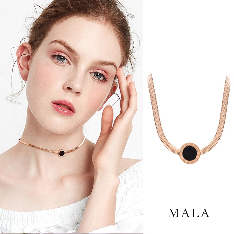 Vòng cổ MAYEBE LAVEND mặt tròn mạ vàng 18k không phai màu không gỉ dành cho nữ