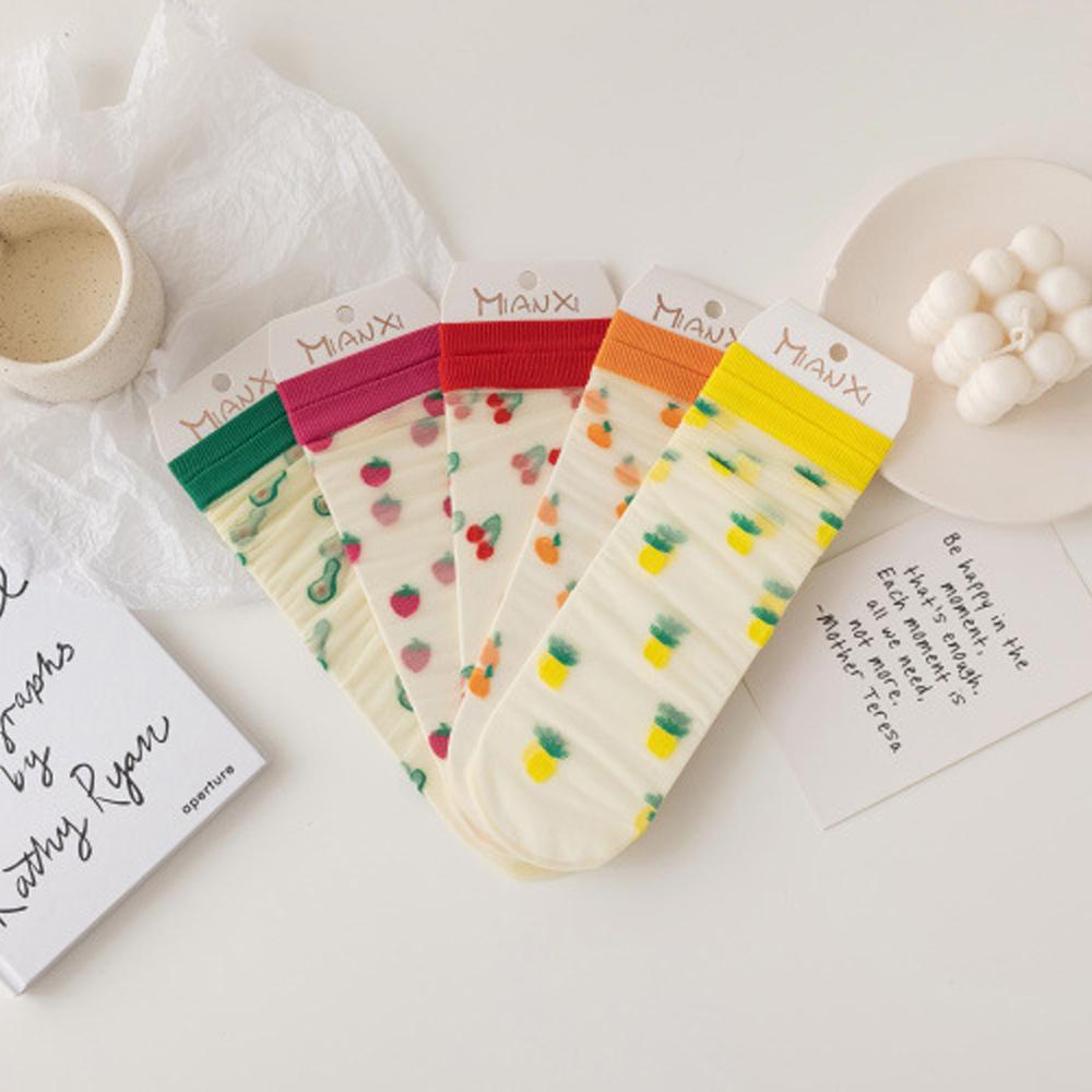 Vớ Lưới Trong Suốt Họa Tiết Trái Cây Thời Trang Mùa Hè Cho Bé Gái