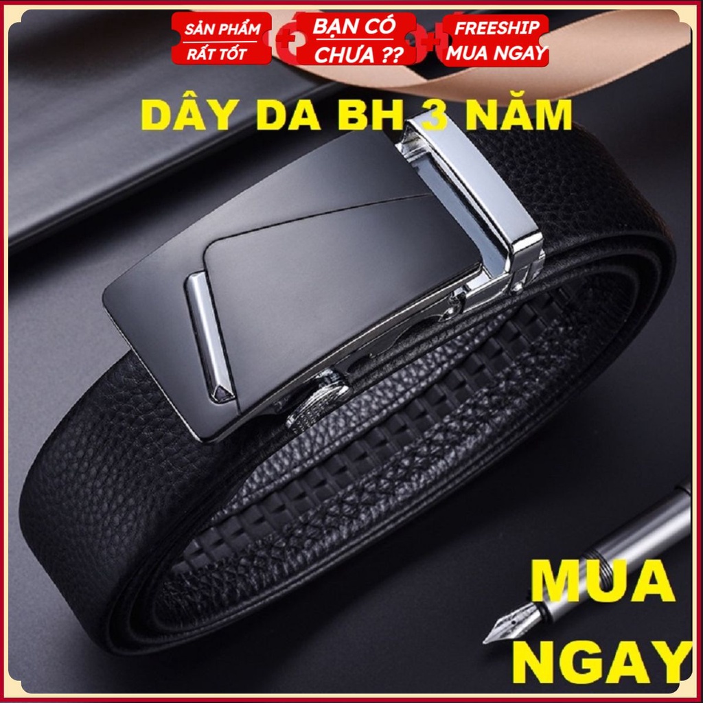 Thắt lưng nam da bò cao cấp, dây nịt nam hàn quốc khóa tự động chính hãng QUANGSTORE1