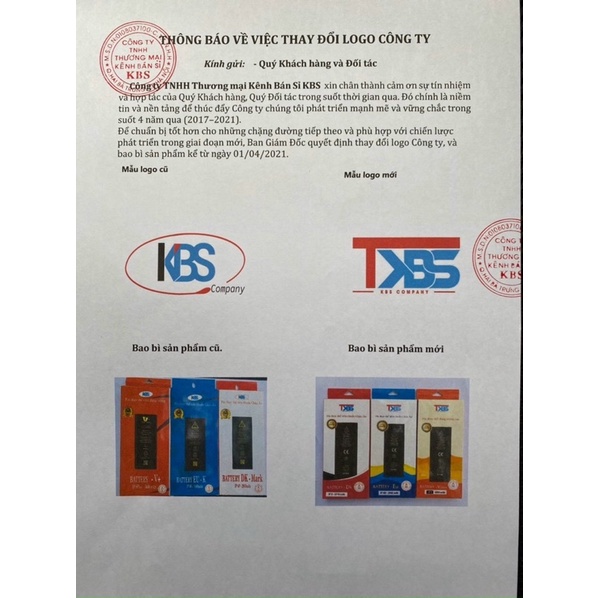 ]Pin ip KBS 5,5s,5SE,6,6s,6p,6splus,7,7plus,8,8plus,x,xs,xsmax chuẩn chất lượng EU Châu Âu