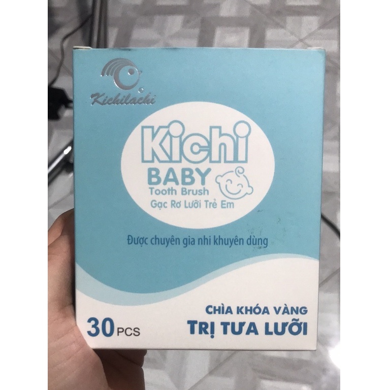 Hộ 30 gạc rơ lưỡi que Kichilachi tiệt trùng dùng vệ sinh răng miệng cho bé