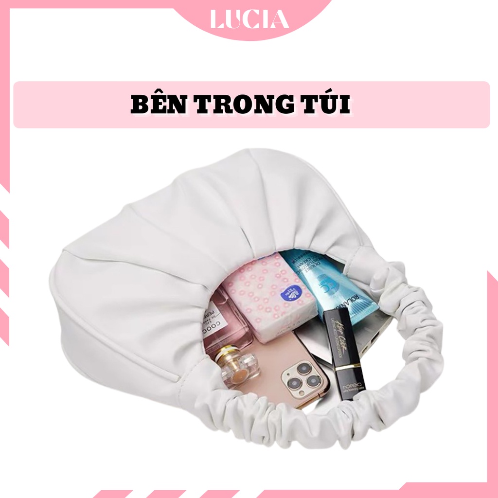 Túi xách nữ kẹp nách da mềm xếp ly quai nhún thời trang cao cấp LUCIA STORE TXN40