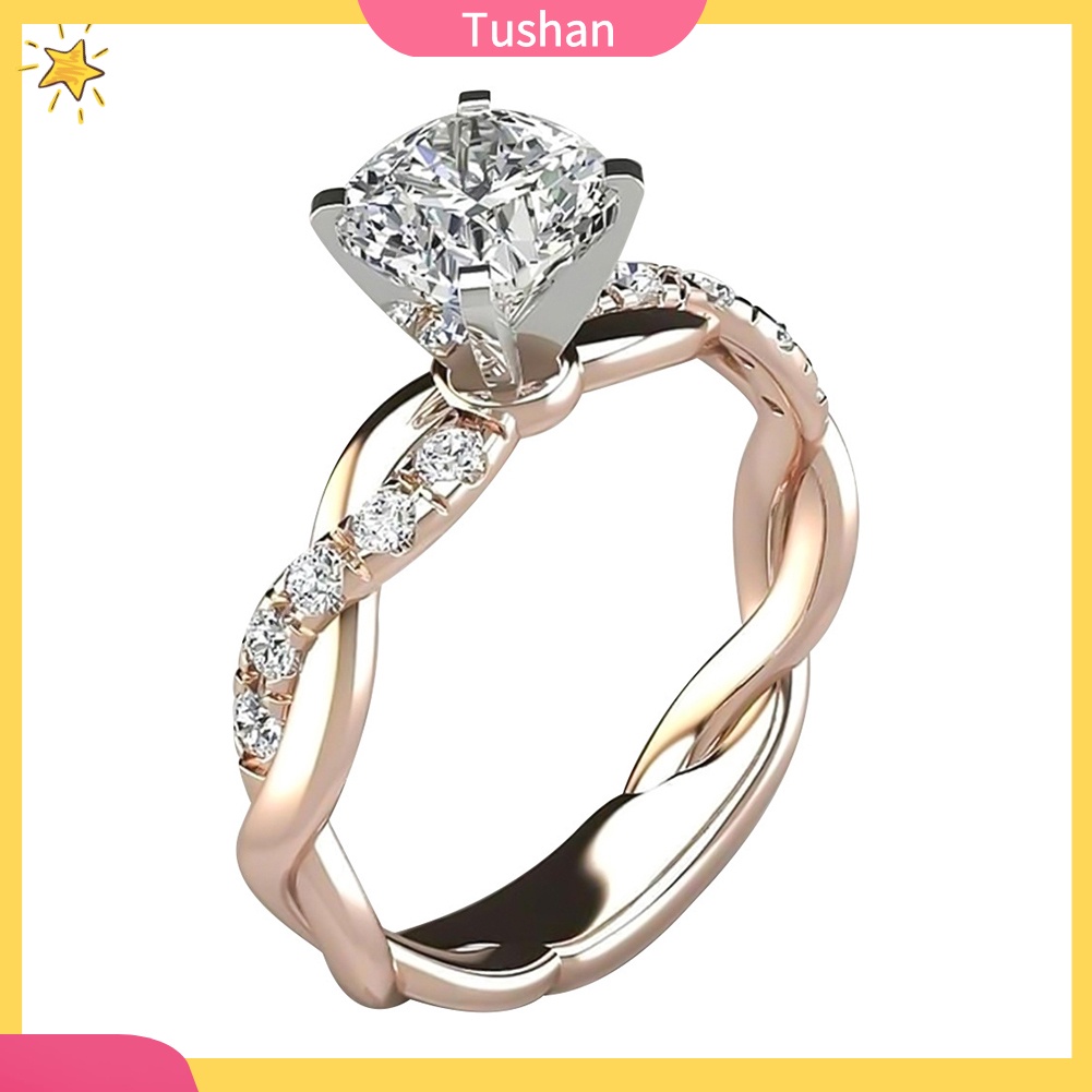 Nhẫn Đính Hôn Đính Đá Zircon Sang Trọng