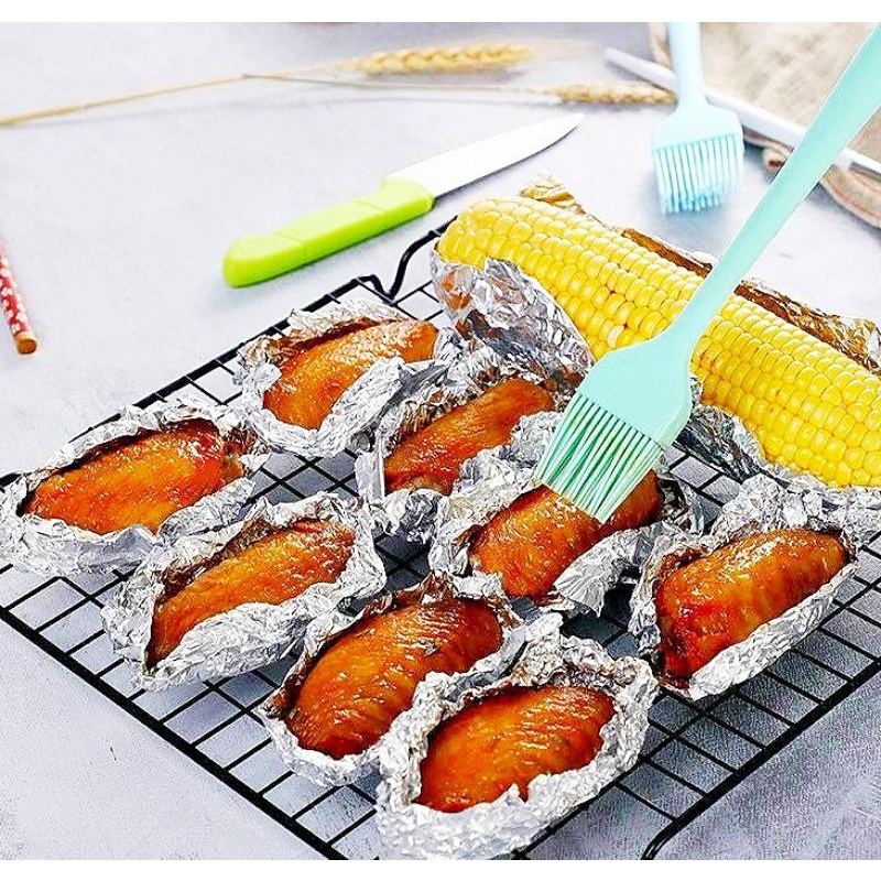 Giấy bạc nướng thịt BBQ cánh gà đùi gà khoai lang mật bọc đồ ăn gói thức ăn lót nồi chiên không dầu 30 45cm màng nhôm