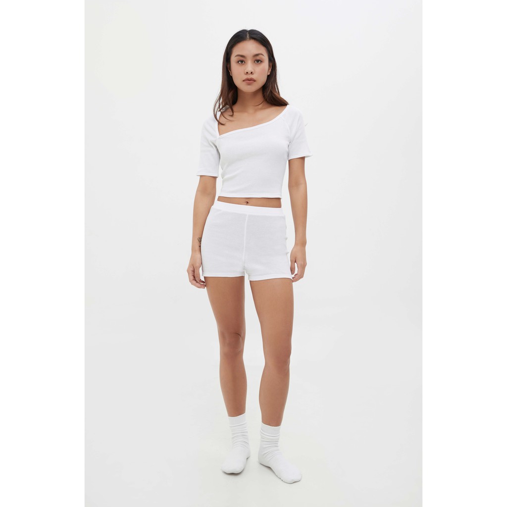 TheBlueTshirt - Áo thun Croptop Nữ - Neckline - Cutout Rib Cotton Top