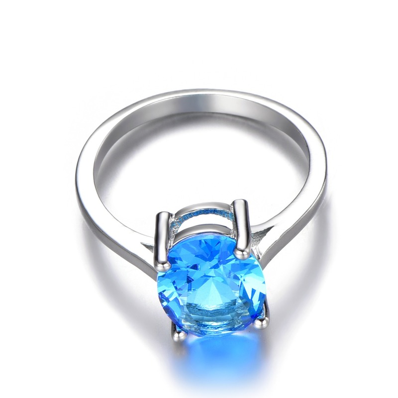 Nhẫn Bạc 925 Đính Đá Topaz Xanh Phong Cách Cổ Điển