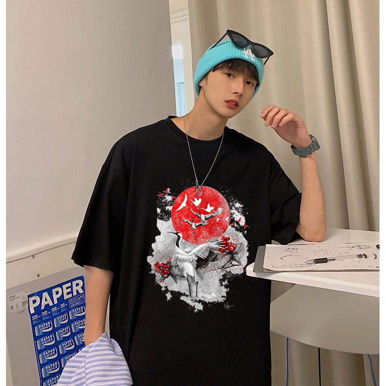 Áo phông unisex họa tiết Cò trắng, Áo thun cotton phong cách cho cả Nam Nữ.