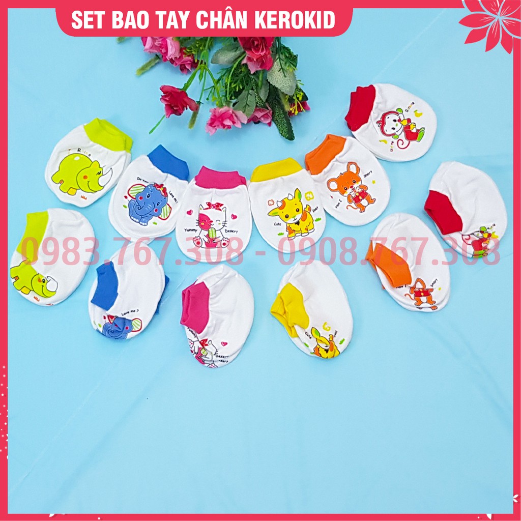 Bao Tay Chân Kerokid Cho Bé Sơ Sinh Chất Cotton - Họa Tiết Đa Dạng, Đủ Màu Cho Bé Trai, Bé Gái - BTT00105