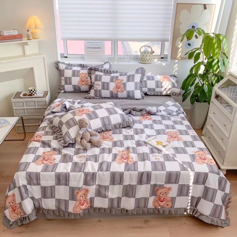 Bộ chăn ga ĐŨI COTTON ( 1 ga, 1 chăn hè , 2 vỏ gối nằm)