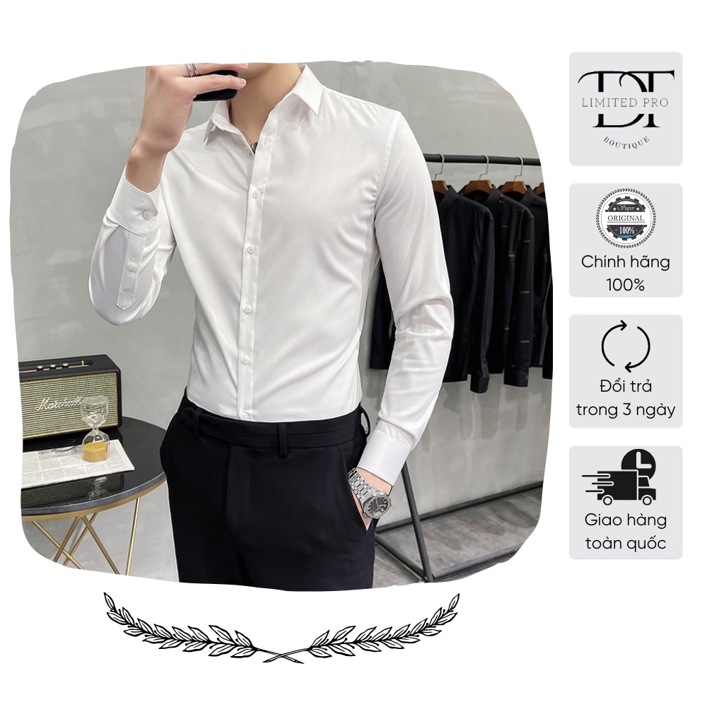 Áo sơ mi nam dài tay Unisex Basic màu trắng và đen, Áo sơ mi vải lụa thái mềm mịn , chống nhăn , chống xù cao cấp