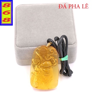 Mặt Dây Chuyền Mặt Tượng Quan Công Pha Lê Vàng Size XXL 6.2cm + móc inox