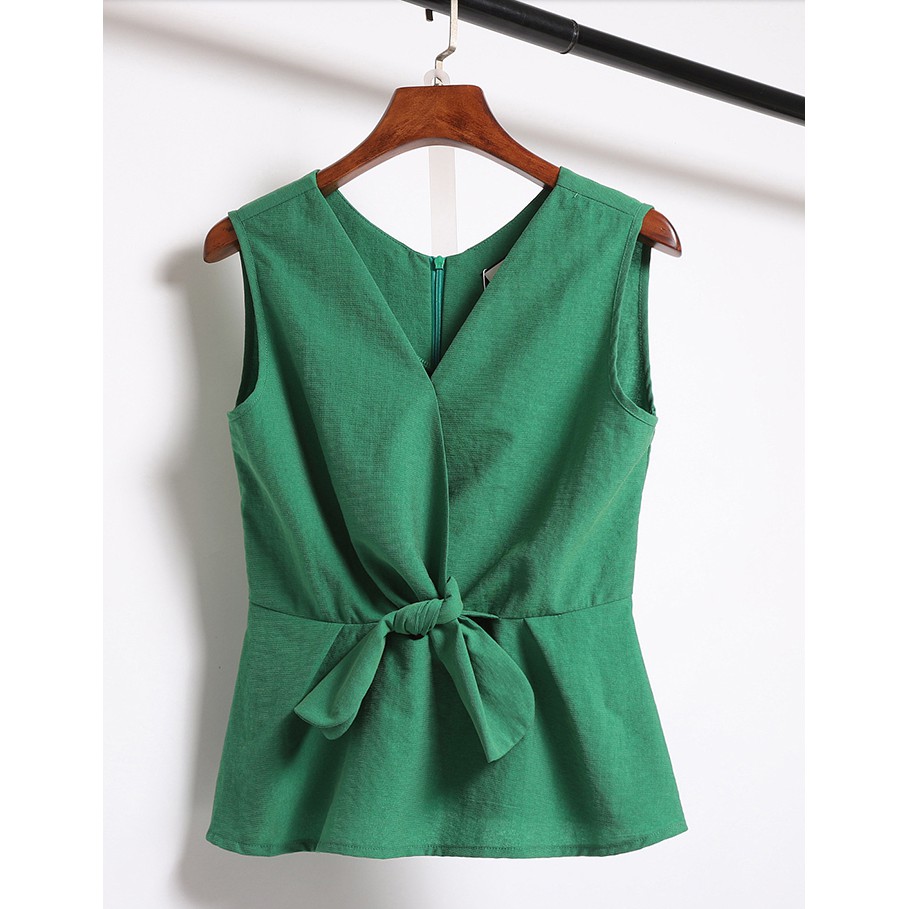 [Mã WARUN10 giảm 10K đơn 99K] Áo Kiểu Nữ Thắt Nơ Chất Đũi | BigBuy360 - bigbuy360.vn