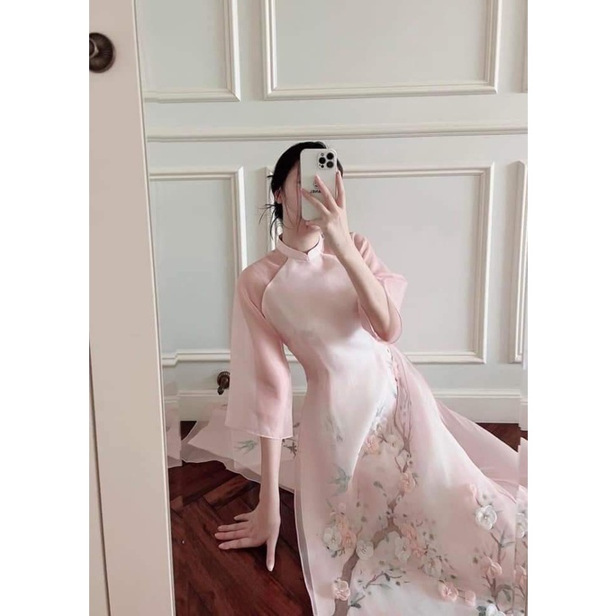 Áo dài cách tân kết hoa organza 4 tà ⚡️Hàng Cao Cấp⚡️ thần thái quý cô  – Tây Phương