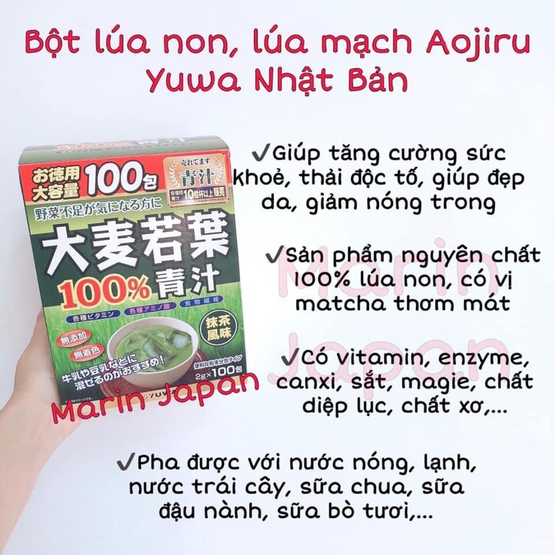 Lẻ gói 2gr bột lúa non Aojiru Yuwa nhật Bản