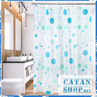 [GIÁ RẺ NHẤT] Rèm Nhà Tắm Chống Thấm Nước Cao Cấp Gọn Nhẹ Vải Nhựa Chống Nước 100% (TẶNG MÓC TREO RÈM)