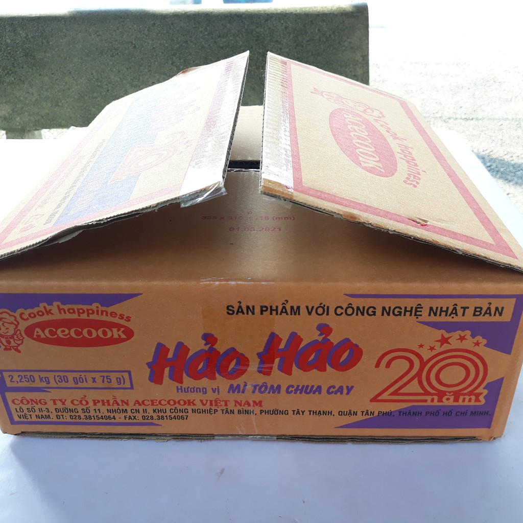 Thùng 30 gói mì Hảo Hảo tôm chua cay 75g x 30 gói giá sỉ TPHCM