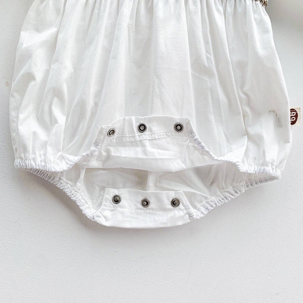 Bộ Áo Liền Quần Tay Dài Thêu Họa Tiết + Mũ Dễ Thương Cho Bé Gái Sơ Sinh