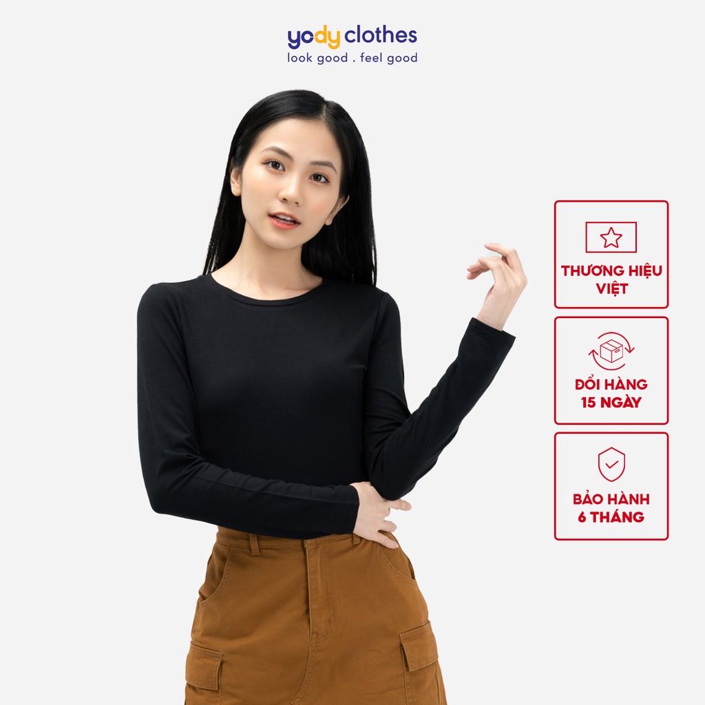 Áo giữ nhiệt nữ YODY cổ tròn trẻ trung, mềm mại thấm hút tốt ATN4578 | BigBuy360 - bigbuy360.vn