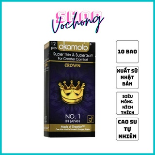  Bao cao su cao cấp cực siêu mỏng Okamoto Crown Nhật Bản - Hộp 10 Chiếc 