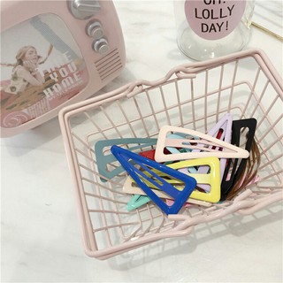 Kẹp tóc kim loại tam giác màu sắc bản to