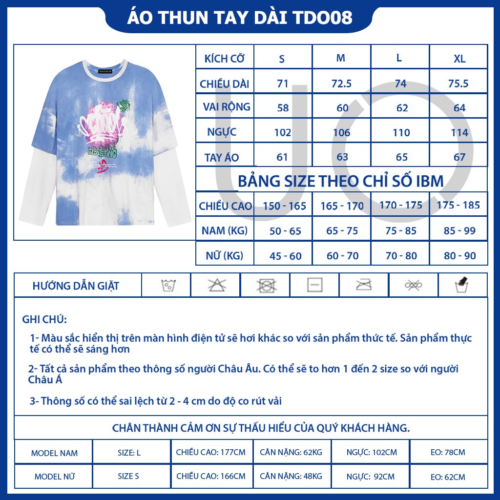 Áo Thun Tay Dài Nam Nữ Form Rộng GODO OUTFITS Loang Màu SCHOOL TDO08 chất liệu Premium Cotton