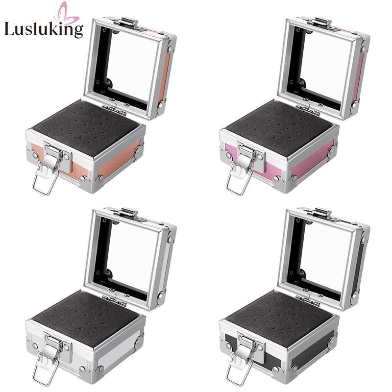 Lusluking Hộp đựng đầu mài móng tay 25 lỗ bằng nhôm tiện dụng