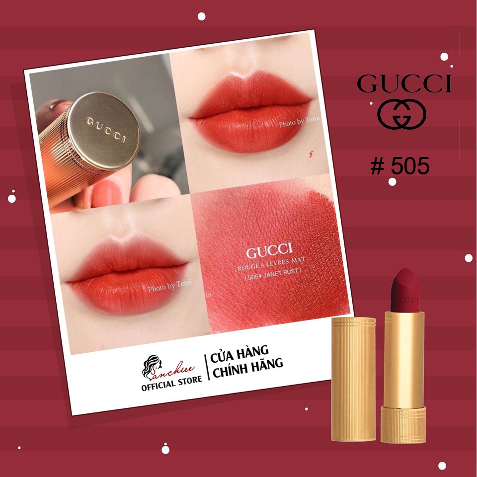 Son Môi Gucci Matte Satin, Son Kem Gucci. Chất Son Lì Hoàn Hảo, Siêu Mịn, Che Được Hết Các Khuyết Điểm Của Môi