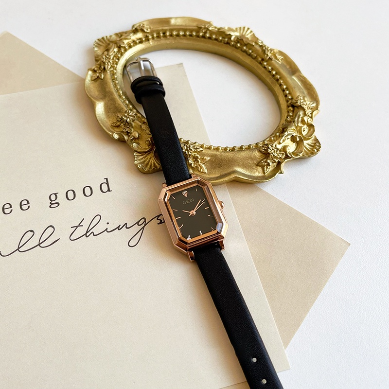 Đồng hồ nữ chính hãng đeo tay dây da chống nước mặt vuông đẹp LaCy Watch V04